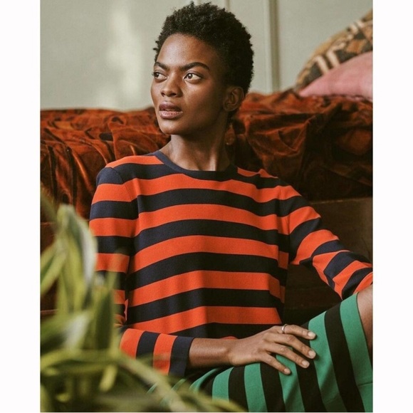 VERONICA BEARD Broome Red & Navy Knit Crop Crewneck Sweater Size Small - Picture 6 of 12